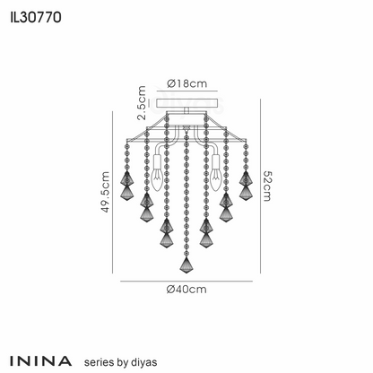 Inina Semi-Flush Pendant 4 Light E14 Polished Chrome/Crystal