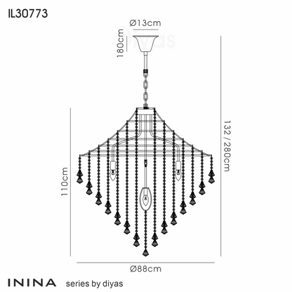 Inina Pendant 9 Light E14 Polished Chrome/Crystal