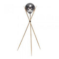 Akron Industrial Ball Floor Lamp, Metal Stand with Smoked Glass, 1x E27 (Oaks 1156 FL BK) - Luminosity Designs Ltd