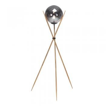 Akron Industrial Ball Floor Lamp, Metal Stand with Smoked Glass, 1x E27 (Oaks 1156 FL BK) - Luminosity Designs Ltd