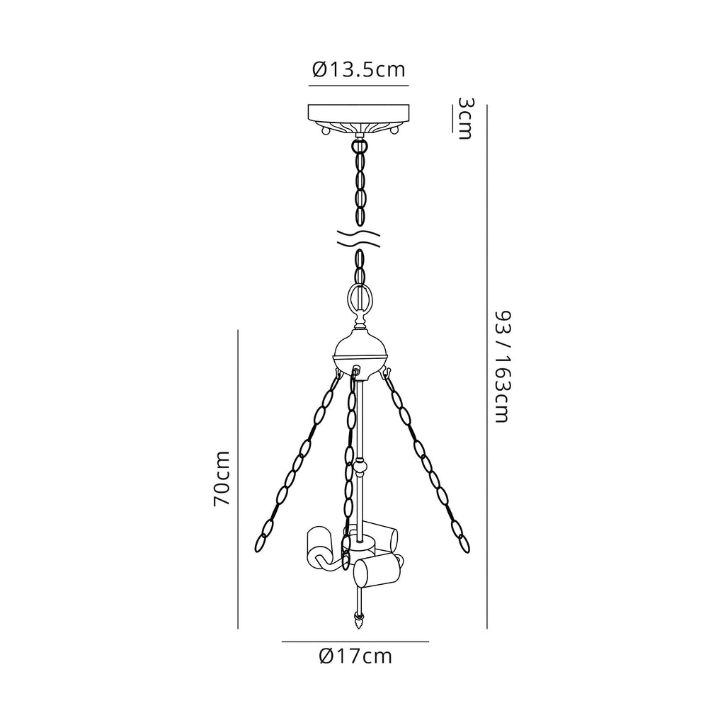 Luminosity Designs - Alfred Tiffany Chandelier Style Uplighter - Luminosity Designs Ltd