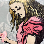 Luminosity Designs - Alice in Wonderland Teal and pink Artist Style Couch Cushion - Luminosity Designs Ltd