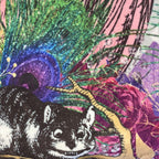 Luminosity Designs - Alice in Wonderland Teal and pink Artist Style Couch Cushion - Luminosity Designs Ltd