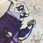 Luminosity Designs - Alice in Wonderland White Rabbit Purple and Gold Artist Style Couch Cushion - Luminosity Designs Ltd