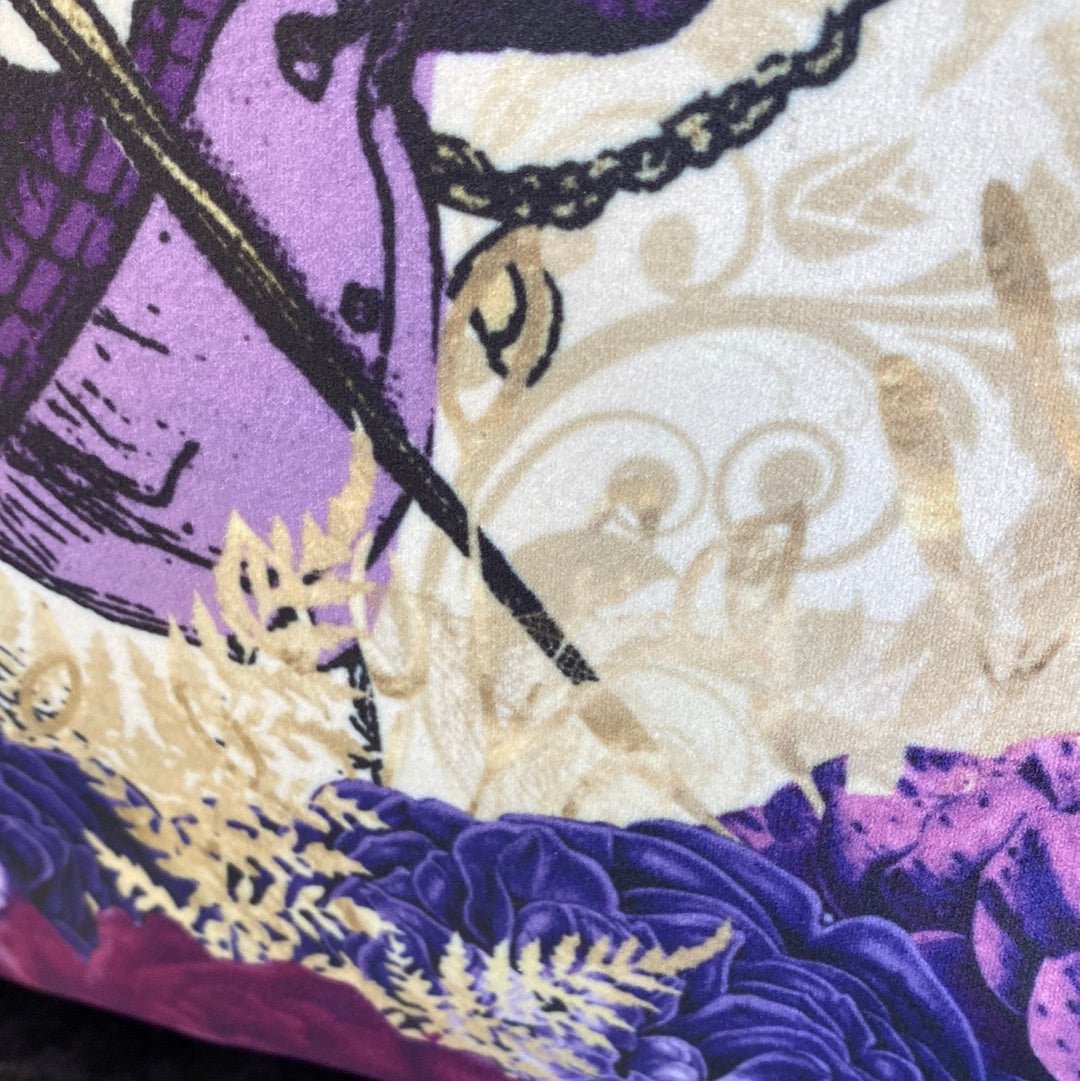Luminosity Designs - Alice in Wonderland White Rabbit Purple and Gold Artist Style Couch Cushion - Luminosity Designs Ltd
