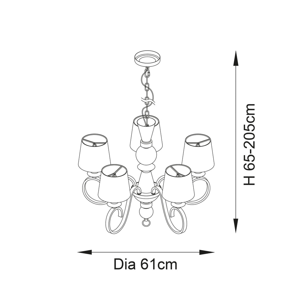 Luminosity Designs Ltd - Anne 5 Light Chandelier Pendant - Luminosity Designs Ltd