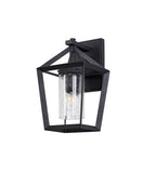 Parthanon Angular Outdoor Wall Lamp, 1 x E27, IP54, Anthracite/Clear Rain Drop Effect Glass