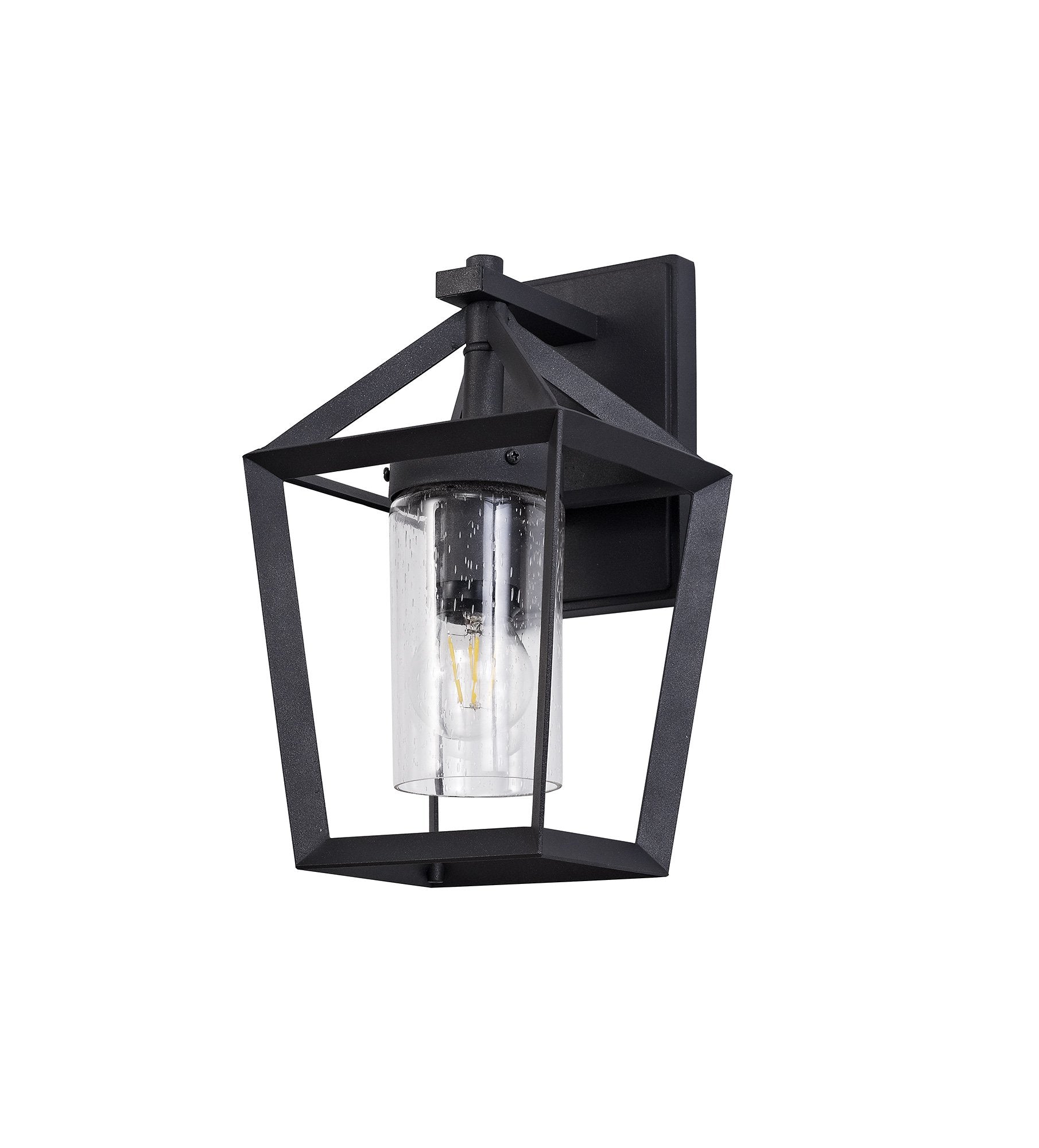 Parthanon Angular Outdoor Wall Lamp, 1 x E27, IP54, Anthracite/Clear Rain Drop Effect Glass