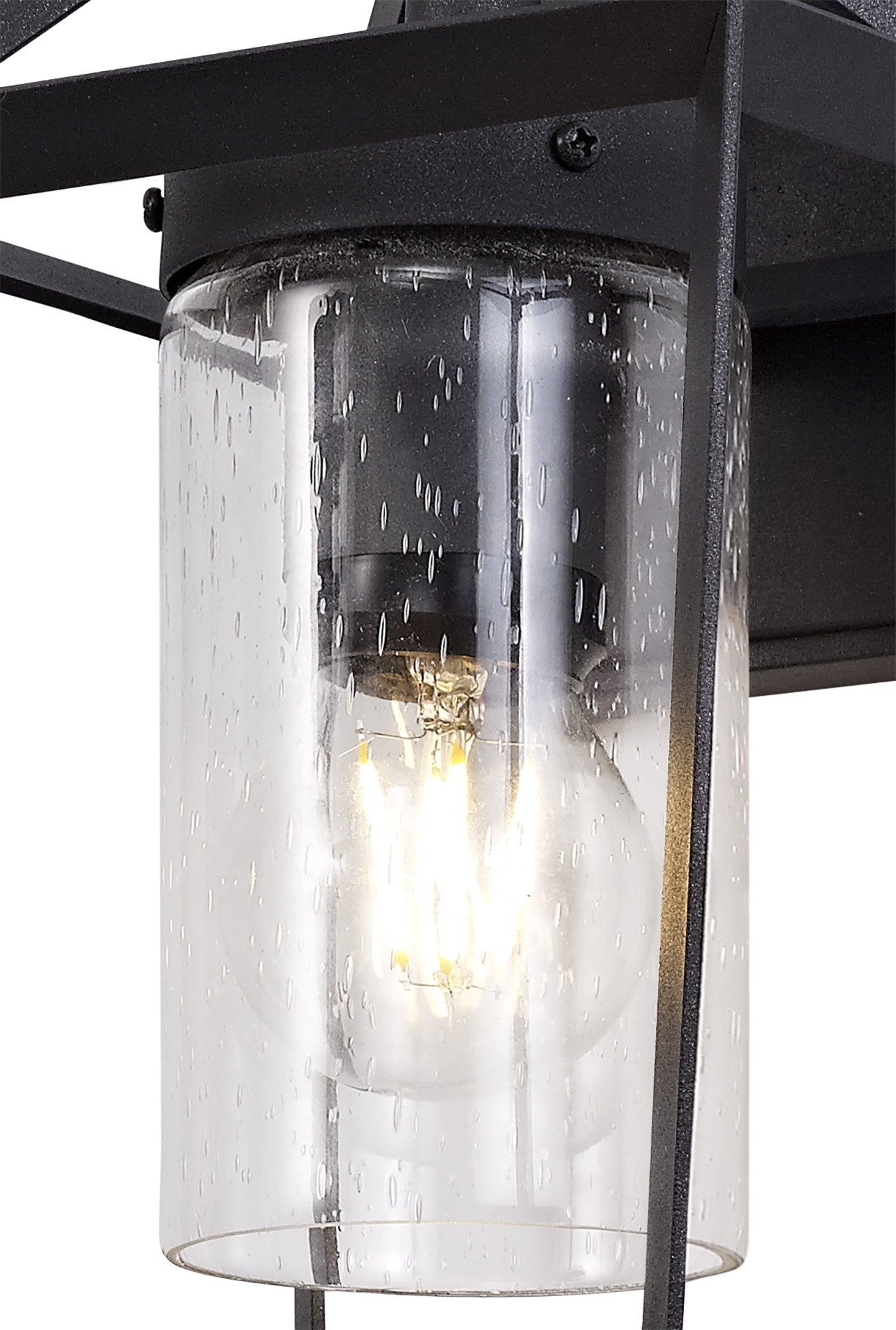 Parthanon Angular Outdoor Wall Lamp, 1 x E27, IP54, Anthracite/Clear Rain Drop Effect Glass
