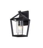 Parthanon Angular Outdoor Wall Lamp, 1 x E27, IP54, Anthracite/Clear Rain Drop Effect Glass