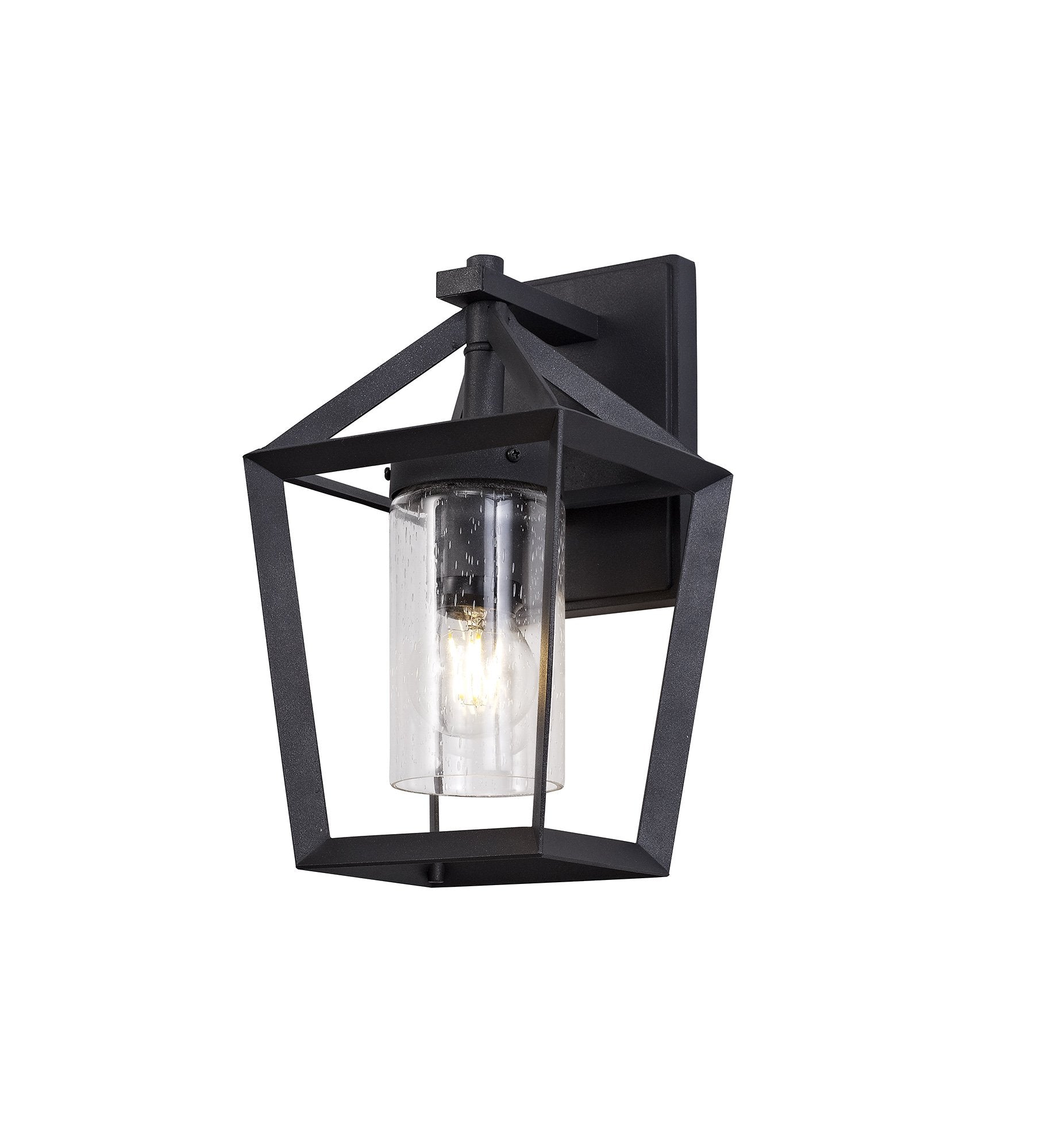 Parthanon Angular Outdoor Wall Lamp, 1 x E27, IP54, Anthracite/Clear Rain Drop Effect Glass