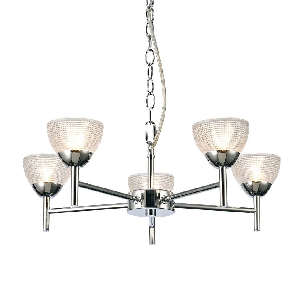 inspired - Avalon Ceiling 5 Light With Gridded Glass Shades G9 (Deco D0414) - Luminosity Designs Ltd