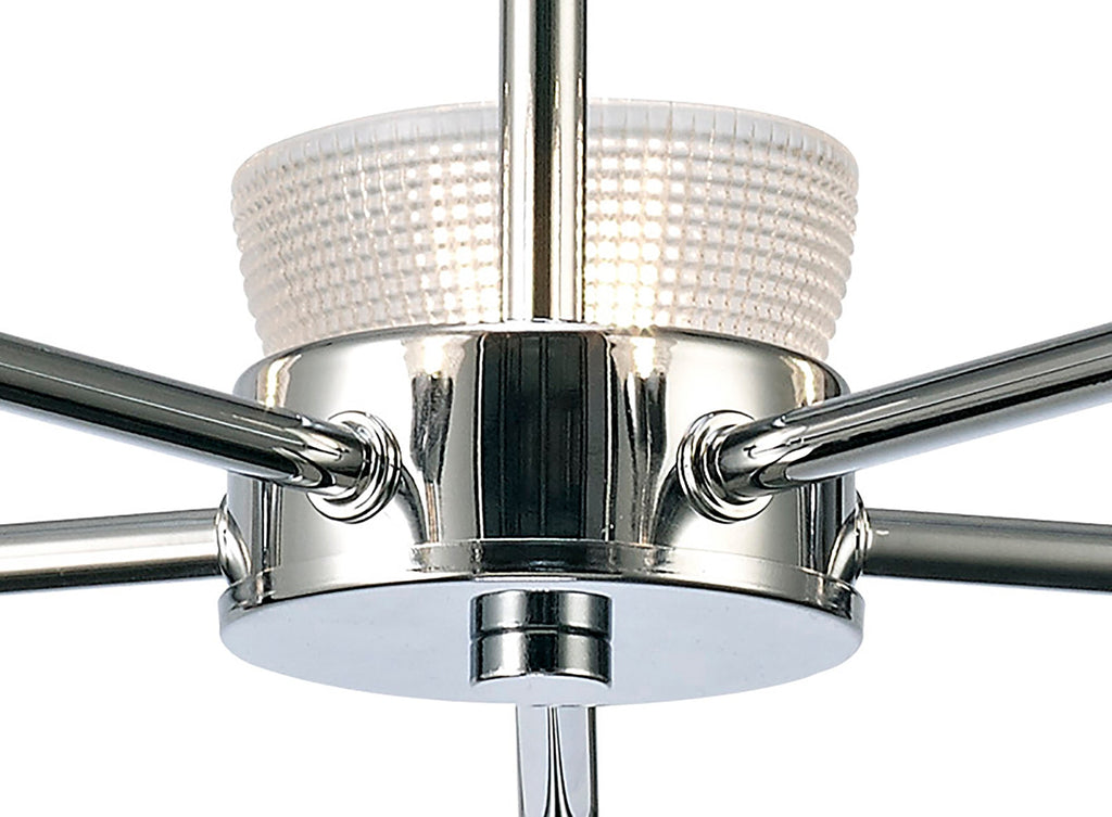 inspired - Avalon Ceiling 5 Light With Gridded Glass Shades G9 (Deco D0414) - Luminosity Designs Ltd