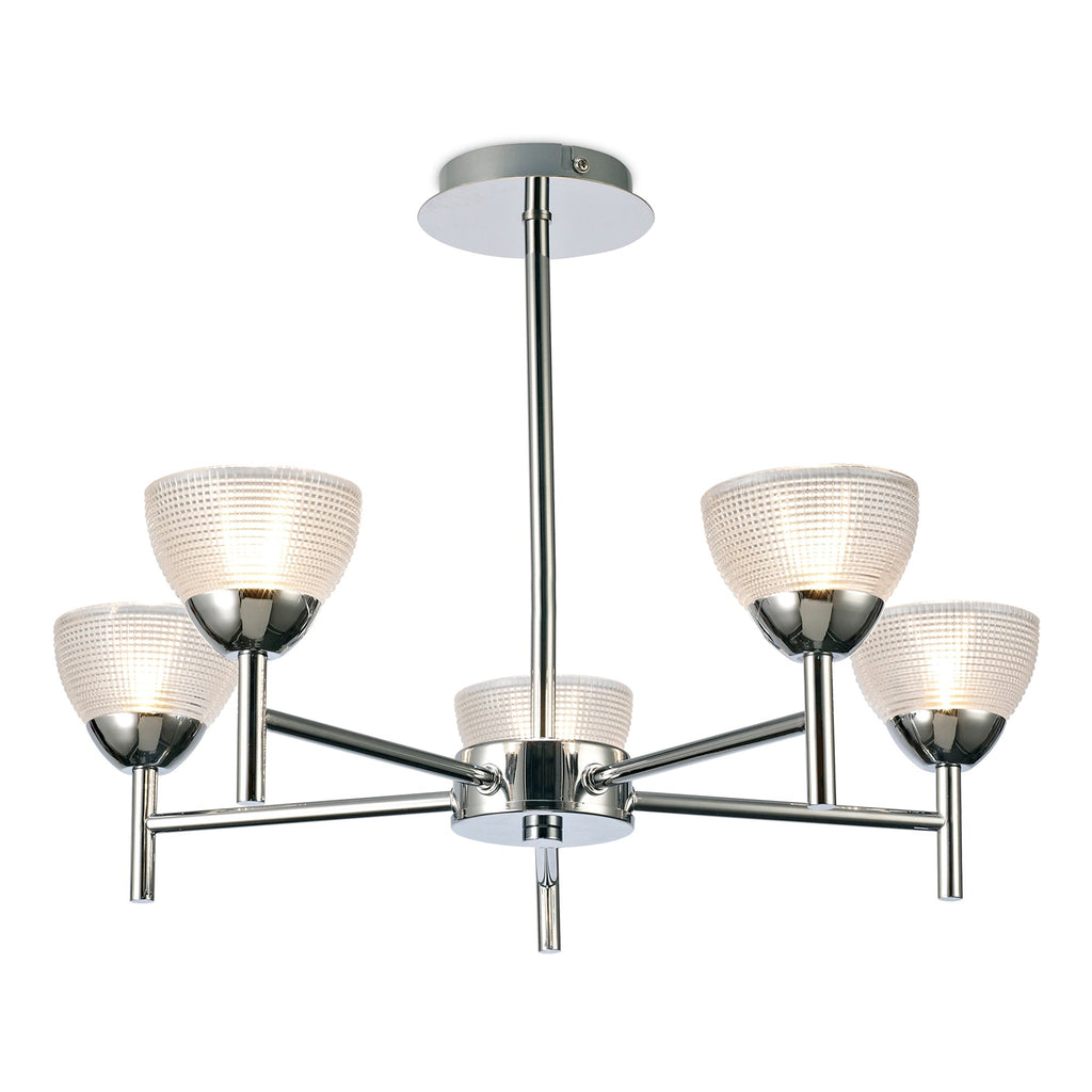inspired - Avalon Ceiling 5 Light With Gridded Glass Shades G9 (Deco D0414) - Luminosity Designs Ltd
