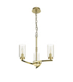 Luminosity Designs - Barbara Adjustable Chandelier 3 Light With E14 Lamp holders and Glass Shades, Crystal Detail - Luminosity Designs Ltd