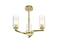 Luminosity Designs - Barbara Adjustable Chandelier 3 Light With E14 Lamp holders and Glass Shades, Crystal Detail - Luminosity Designs Ltd