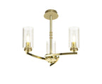 Luminosity Designs - Barbara Adjustable Chandelier 3 Light With E14 Lamp holders and Glass Shades, Crystal Detail - Luminosity Designs Ltd