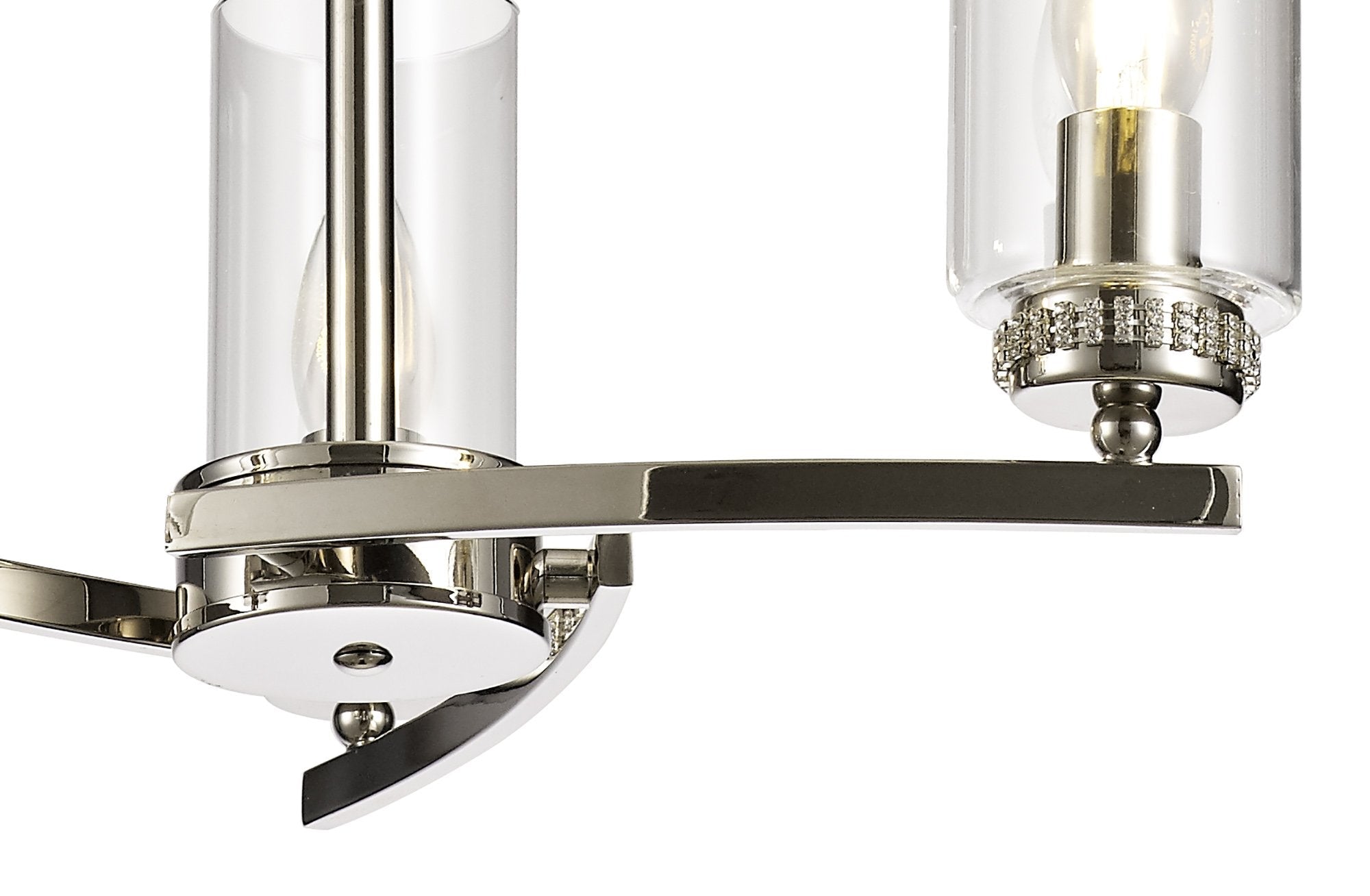 Luminosity Designs - Barbara Adjustable Chandelier 3 Light With E14 Lamp holders and Glass Shades, Crystal Detail - Luminosity Designs Ltd
