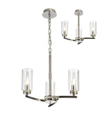 Luminosity Designs - Barbara Adjustable Chandelier 3 Light With E14 Lamp holders and Glass Shades, Crystal Detail - Luminosity Designs Ltd