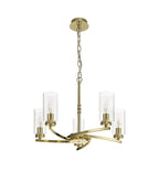 Luminosity Designs - Barbara Adjustable Chandelier 5 Light With E14 Lamp holders and Glass Shades, Crystal Detail - Luminosity Designs Ltd