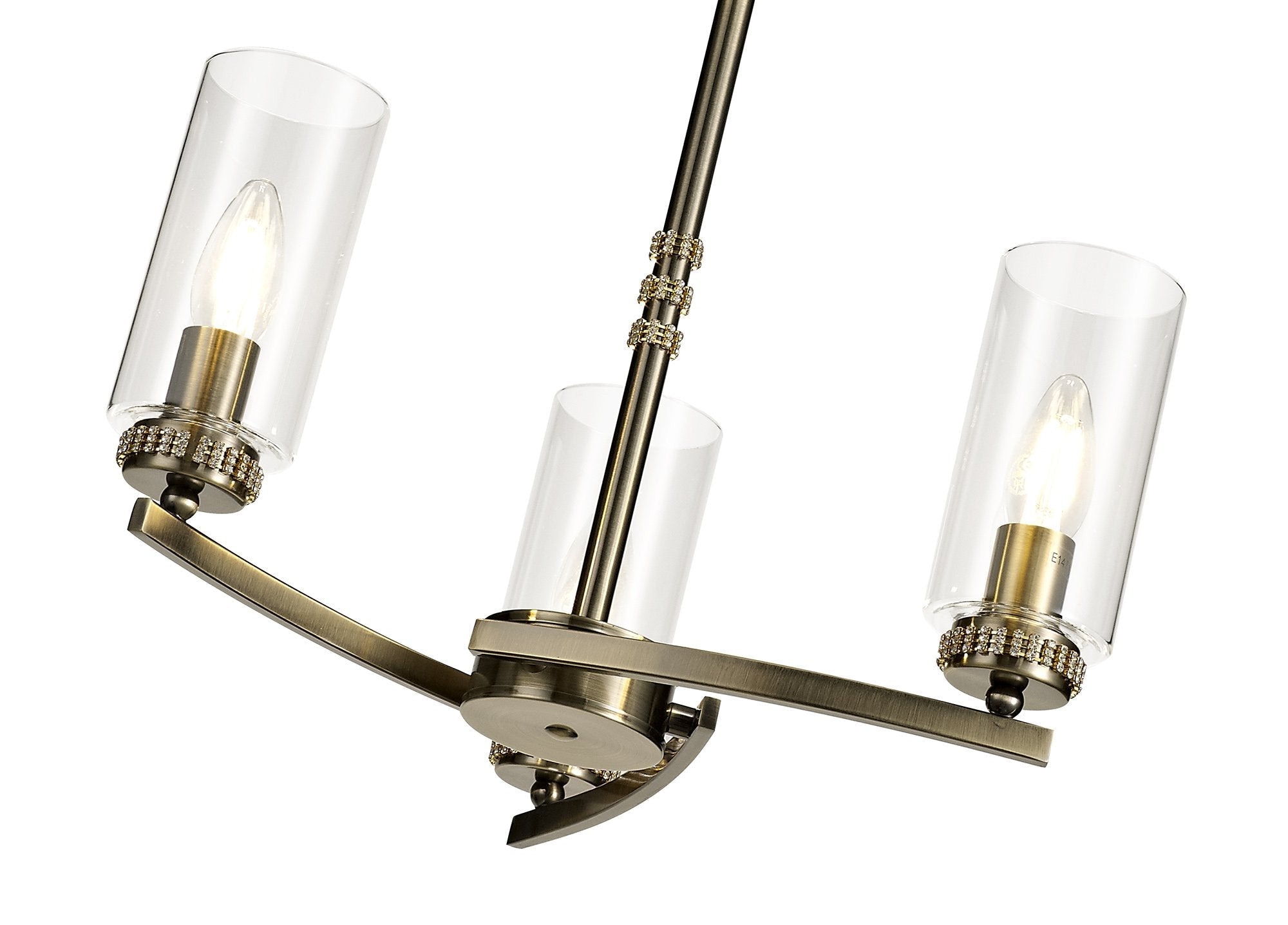 Luminosity Designs - Barbara Adjustable Chandelier 5 Light With E14 Lamp holders and Glass Shades, Crystal Detail - Luminosity Designs Ltd