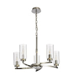 Luminosity Designs - Barbara Adjustable Chandelier 5 Light With E14 Lamp holders and Glass Shades, Crystal Detail - Luminosity Designs Ltd