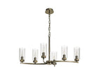 Luminosity Designs - Barbara Adjustable Chandelier 6 Light With E14 Lamp holders and Glass Shades, Crystal Detail - Luminosity Designs Ltd