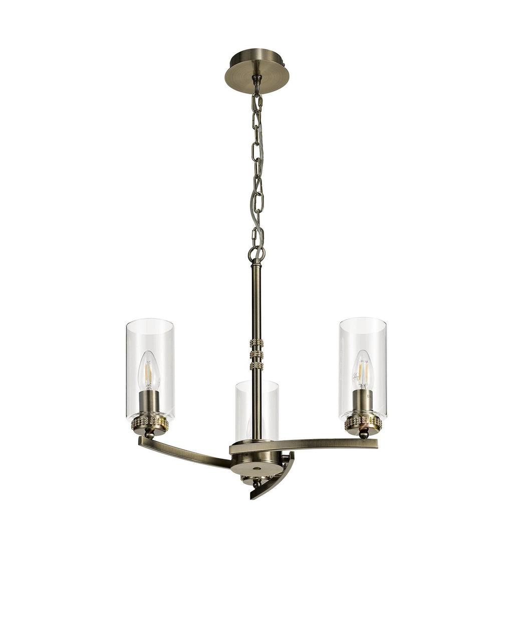 Barbara Adjustable Chandelier Light With E14 Lamp holders and Glass Shades, Crystal Detail
