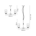 Barbara Adjustable Chandelier Light With E14 Lamp holders and Glass Shades, Crystal Detail