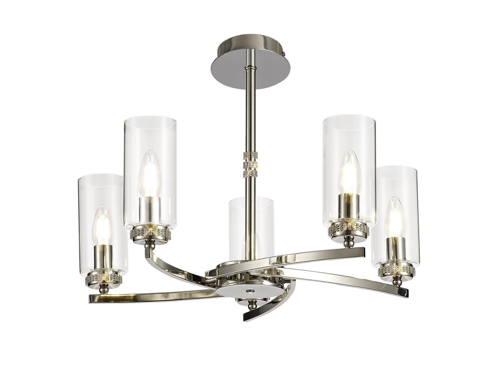 Barbara Adjustable Chandelier Light With E14 Lamp holders and Glass Shades, Crystal Detail