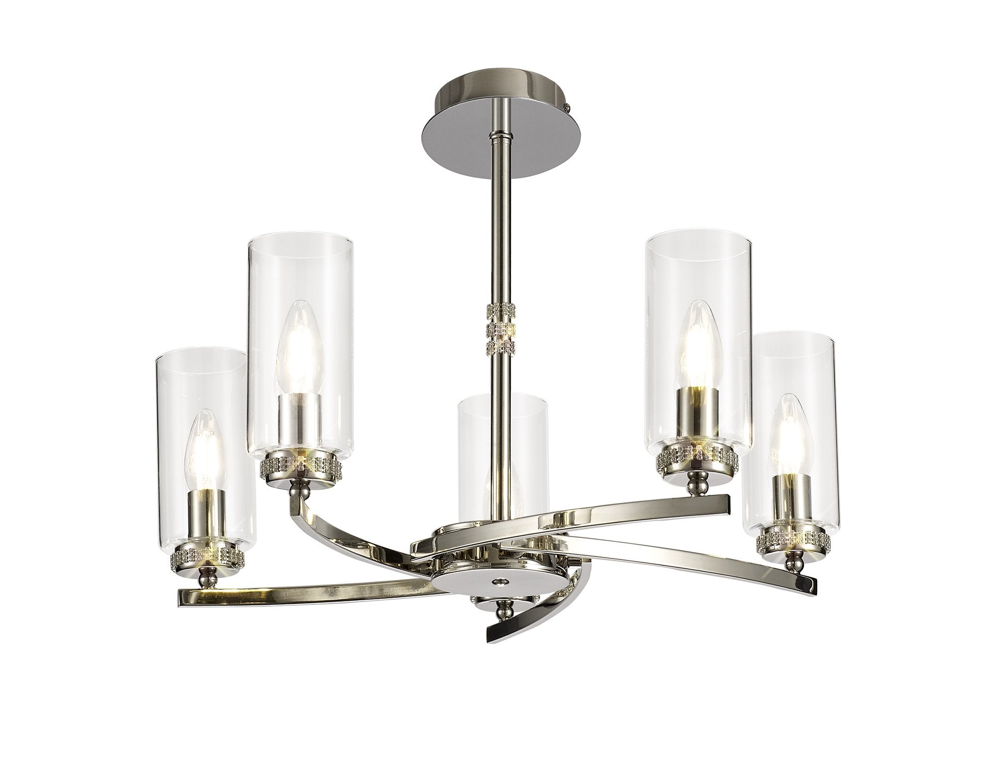 Barbara Adjustable Chandelier Light With E14 Lamp holders and Glass Shades, Crystal Detail