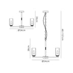 Barbara Adjustable Chandelier Light With E14 Lamp holders and Glass Shades, Crystal Detail