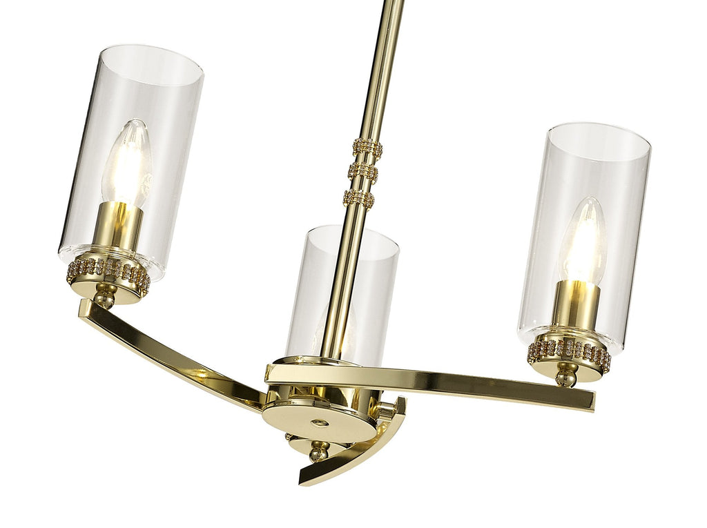 Barbara Adjustable Chandelier Light With E14 Lamp holders and Glass Shades, Crystal Detail