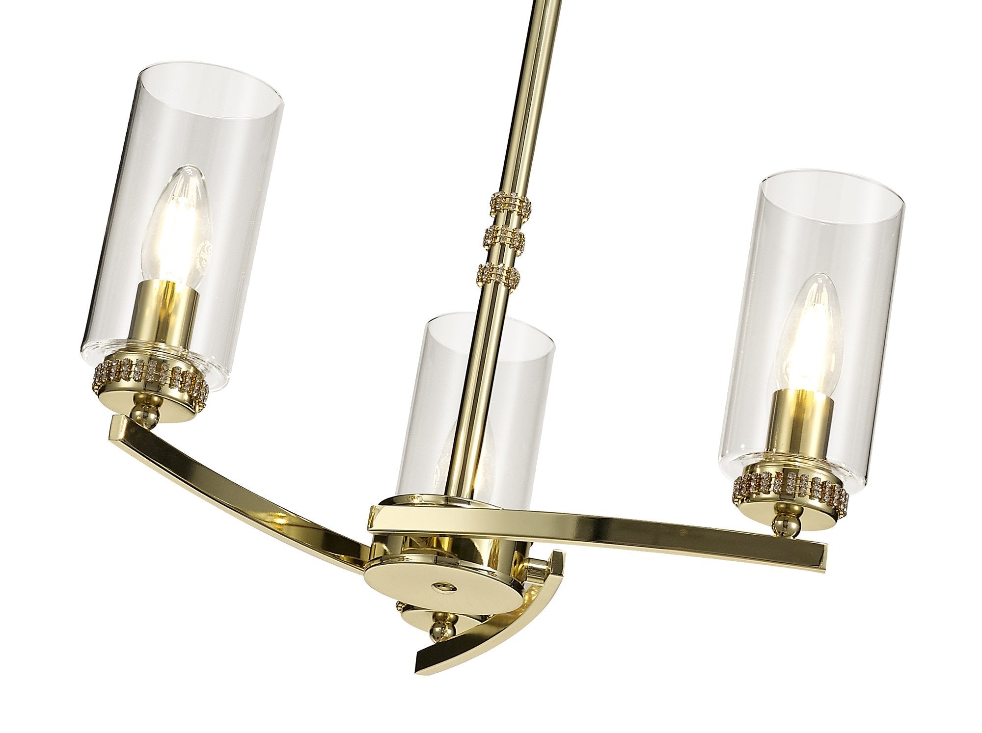 Barbara Adjustable Chandelier Light With E14 Lamp holders and Glass Shades, Crystal Detail