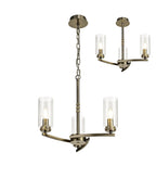 Barbara Adjustable Chandelier Light With E14 Lamp holders and Glass Shades, Crystal Detail
