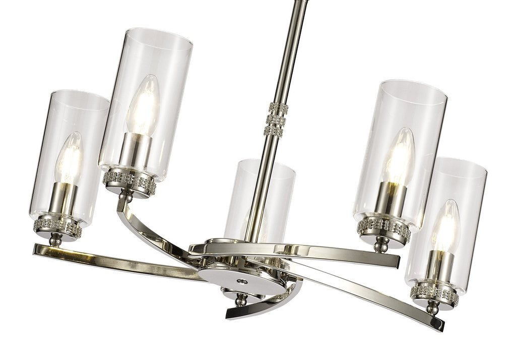 Barbara Adjustable Chandelier Light With E14 Lamp holders and Glass Shades, Crystal Detail