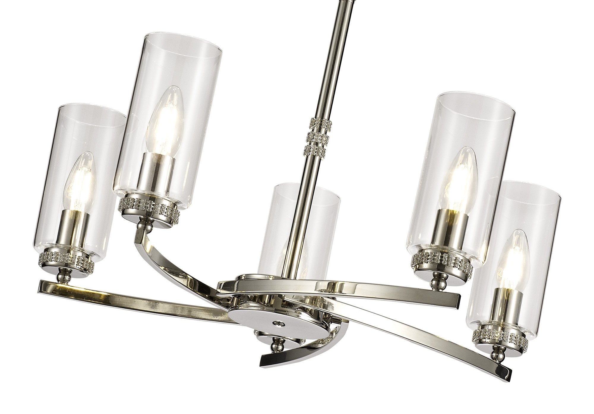 Barbara Adjustable Chandelier Light With E14 Lamp holders and Glass Shades, Crystal Detail