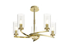 Barbara Adjustable Chandelier Light With E14 Lamp holders and Glass Shades, Crystal Detail