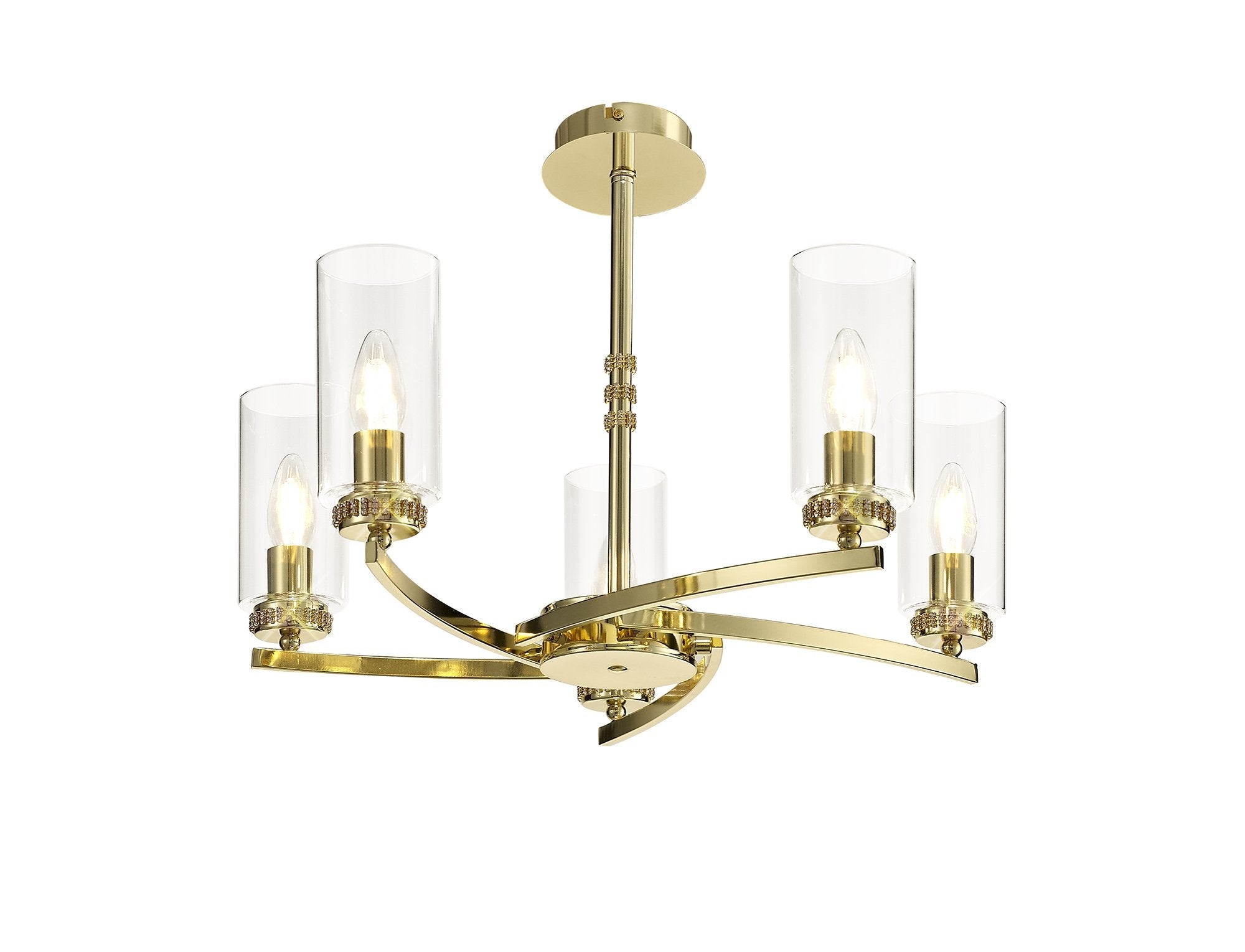 Barbara Adjustable Chandelier Light With E14 Lamp holders and Glass Shades, Crystal Detail