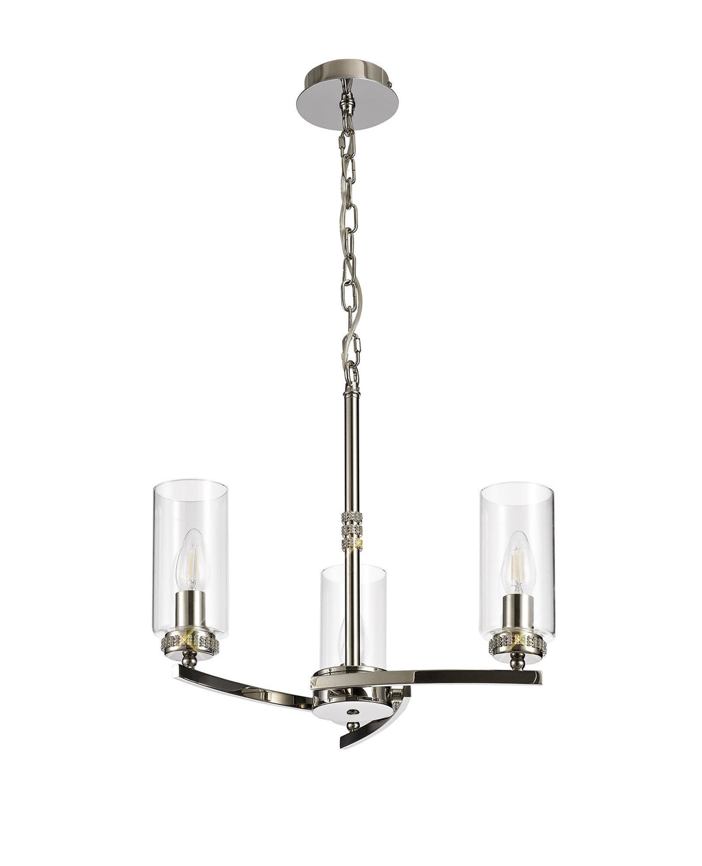 Barbara Adjustable Chandelier Light With E14 Lamp holders and Glass Shades, Crystal Detail