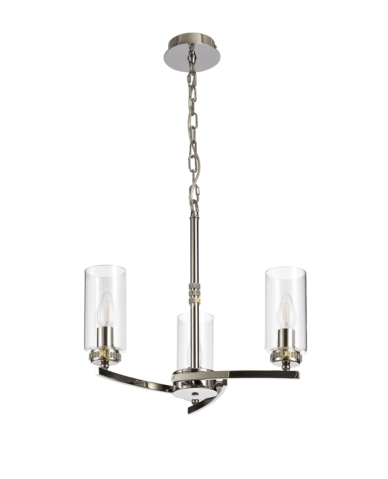 Barbara Adjustable Chandelier Light With E14 Lamp holders and Glass Shades, Crystal Detail