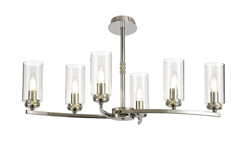 Barbara Adjustable Chandelier Light With E14 Lamp holders and Glass Shades, Crystal Detail