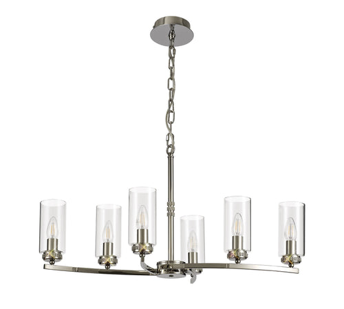 Barbara Adjustable Chandelier Light With E14 Lamp holders and Glass Shades, Crystal Detail