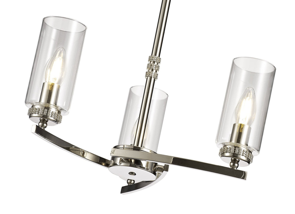 Barbara Adjustable Chandelier Light With E14 Lamp holders and Glass Shades, Crystal Detail