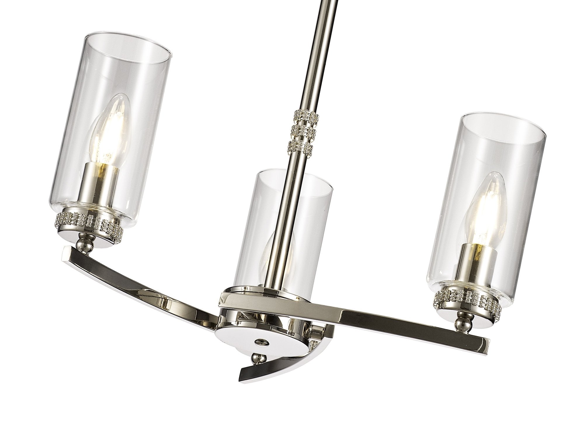 Barbara Adjustable Chandelier Light With E14 Lamp holders and Glass Shades, Crystal Detail