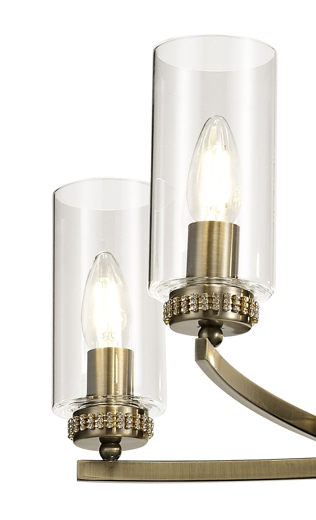 Barbara Adjustable Chandelier Light With E14 Lamp holders and Glass Shades, Crystal Detail