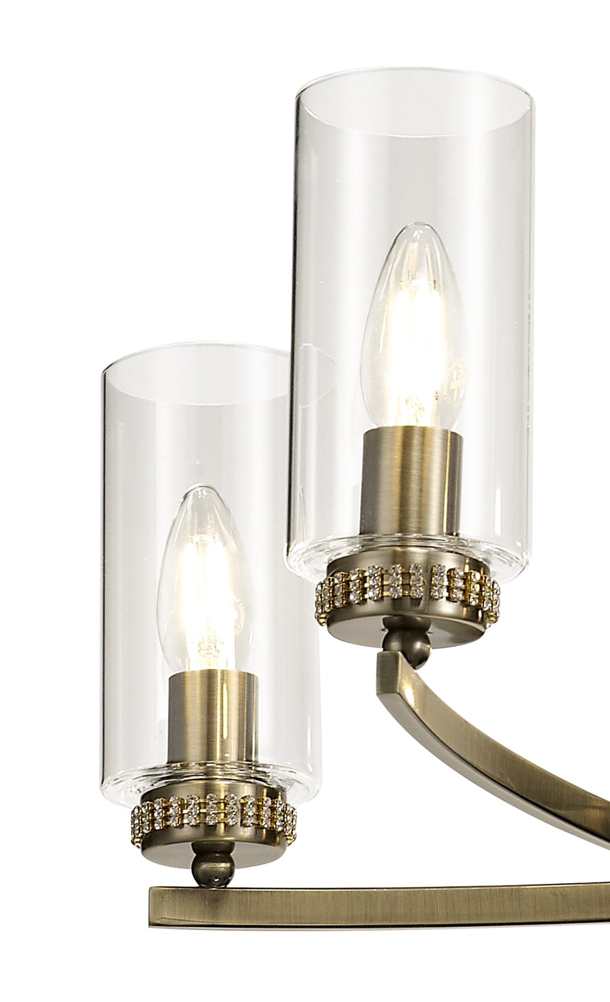 Barbara Adjustable Chandelier Light With E14 Lamp holders and Glass Shades, Crystal Detail