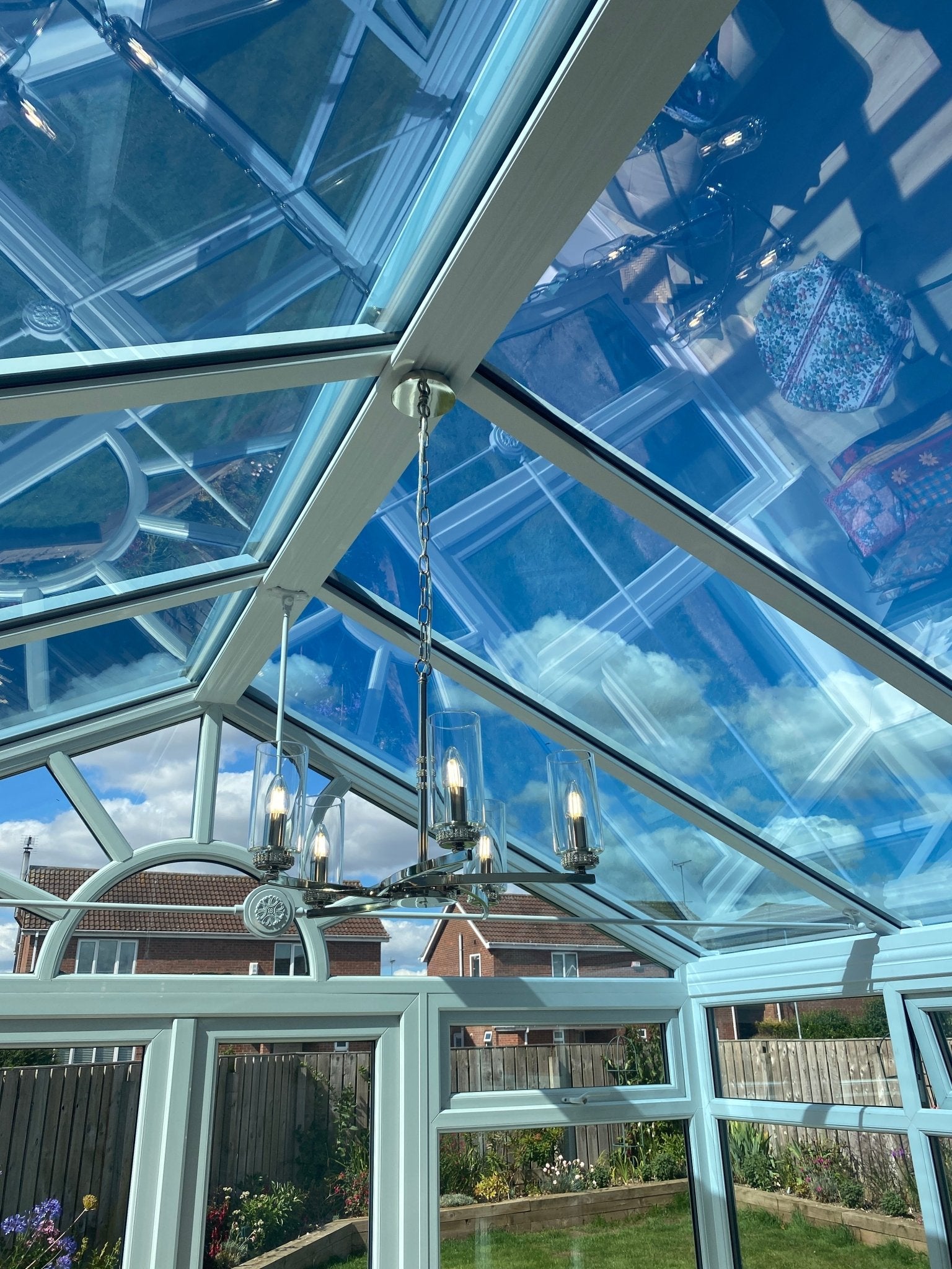 Barbara Adjustable Chandelier Light With E14 Lamp holders and Glass Shades, Crystal Detail