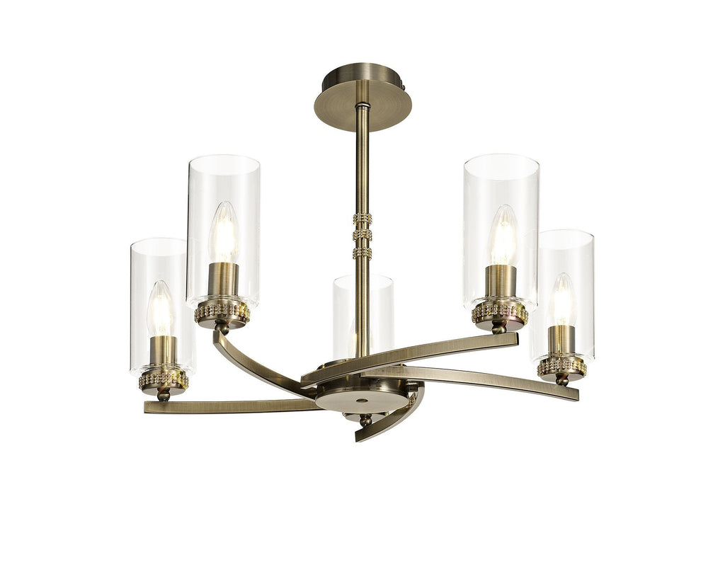 Barbara Adjustable Chandelier Light With E14 Lamp holders and Glass Shades, Crystal Detail