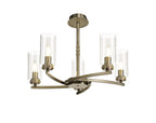 Barbara Adjustable Chandelier Light With E14 Lamp holders and Glass Shades, Crystal Detail